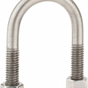 CHICAGO HARDWARE & FIXTURE Round U-Bolt: Without Mount Plate, 3/8-16 UNC, 1-1/4" Thread Length, for 1" Pipe, 1-1/2" Inside Width, Stainless Steel 50480-5