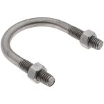 CHICAGO HARDWARE & FIXTURE Round U-Bolt: Without Mount Plate, 3/8-16 UNC, 1-1/4" Thread Length, for 1-1/2" Pipe, 2" Inside Width, Stainless Steel 50486-7