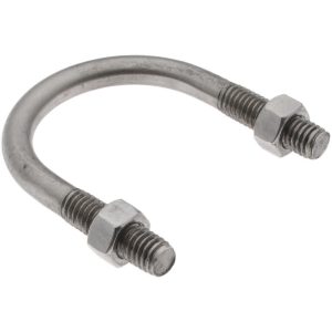 CHICAGO HARDWARE & FIXTURE Round U-Bolt: Without Mount Plate, 3/8-16 UNC, 1-1/4" Thread Length, for 1-1/2" Pipe, 2" Inside Width, Stainless Steel 50486-7