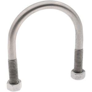 CHICAGO HARDWARE & FIXTURE Round U-Bolt: Without Mount Plate, 3/8-16 UNC, 1-1/4" Thread Length, for 2" Pipe, 2-1/2" Inside Width, Stainless Steel 50489-8