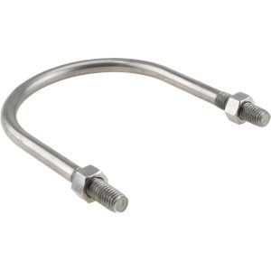 CHICAGO HARDWARE & FIXTURE Round U-Bolt: Without Mount Plate, 1/2-13 UNC, 1-1/2" Thread Length, for 4" Pipe, 4-1/2" Inside Width, Stainless Steel 50506-2