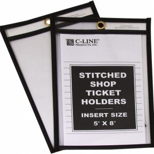 C-LINE 25 Pc Stitched Shop Ticket Holder: Clear 46058
