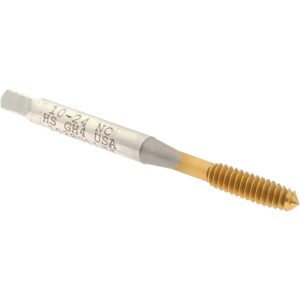 HERTEL Thread Forming Tap: #10-24 UNC, Plug Chamfer, High-Speed Steel, Titanium Nitride Finish K010348AS25