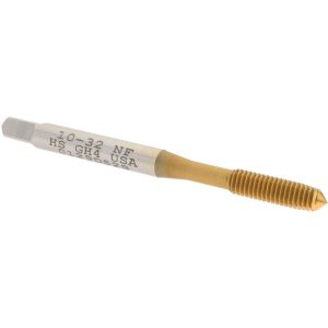HERTEL Thread Forming Tap: #10-32 UNF, Plug Chamfer, High-Speed Steel, Titanium Nitride Finish K010354AS25