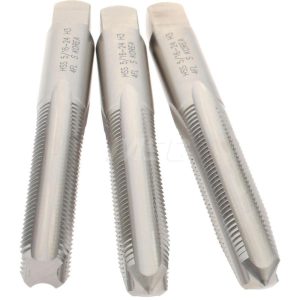 HERTEL Tap Set: 5/16-24 UNF, 4 Flute, High Speed Steel, Bright Finish K008924AS