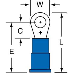 3M Circular Ring Terminal: Partially Insulated, 16 to 14 AWG, Crimp Connection 7010397278