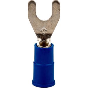 3M Standard Fork Terminal: Blue, Vinyl, Partially Insulated, #10 Stud, Crimp 7010397392
