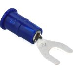 3M Standard Fork Terminal: Blue, Vinyl, Partially Insulated, #6 Stud, Crimp 7010397393