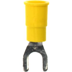3M Standard Fork Terminal: Yellow, Vinyl, Partially Insulated, #10 Stud, Crimp 7010297781