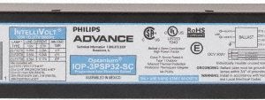 PHILIPS ADVANCE 3 Lamp, 120-277 Volt, 0.51 to 0.71 Amp, 0 to 39 Watt, Programmed Start, Electronic, Nondimmable Fluorescent Ballast IOP3PSP32SC35I