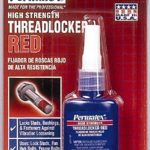 PERMATEX Threadlocker: Red, Liquid, 10 mL, Bottle 27110