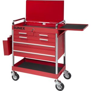 SUNEX TOOLS 18-1/4" Wide x 41" High x 27" Deep, 5 Drawer Tool Cart 8045
