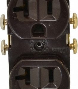 COOPER WIRING DEVICES Straight Blade Duplex Receptacle: NEMA 5-20R, 20 Amps, Self-Grounding CR20B