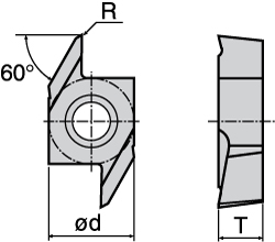 TUNGALOY Turning Insert: J10ER010BF J740, Carbide 6804823