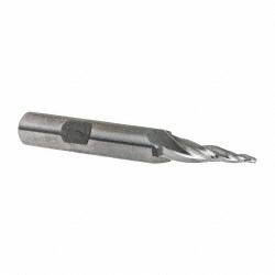 VALUE COLLECTION Tapered End Mill: 7 deg Angle per Side, 1/16" Small Dia, 1" LOC, 3 Flute, High Speed Steel, Square End R-004