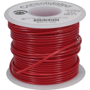 CONSOLIDATED ELECTRONIC WIRE & 18 AWG, 16 Strand, 100' OAL, Tinned Copper Hook Up Wire 822-2-100