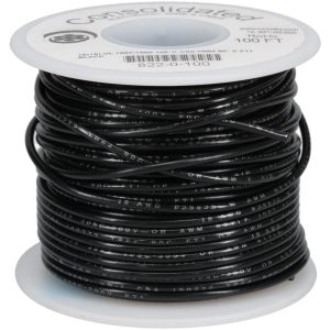 CONSOLIDATED ELECTRONIC WIRE & 18 AWG, 16 Strand, 100' OAL, Tinned Copper Hook Up Wire 822-0-100