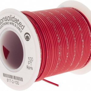 CONSOLIDATED ELECTRONIC WIRE & 24 AWG, 7 Strand, 100' OAL, Tinned Copper Hook Up Wire 817-2-100