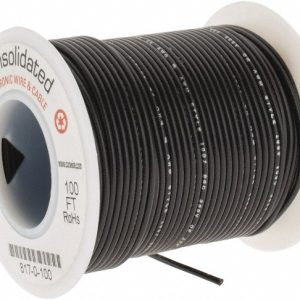 CONSOLIDATED ELECTRONIC WIRE & 24 AWG, 7 Strand, 100' OAL, Tinned Copper Hook Up Wire 817-0-100