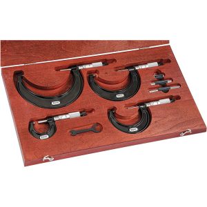 STARRETT Mechanical Outside Micrometer Set: 4 Pc, 0 to 4" Measurement 68041