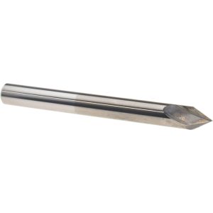 HARVEY TOOL Chamfer Mill: 1/4" Dia, 1/4" Shank Dia, 60 deg, 2 Flute, Solid Carbide, Single End 47630