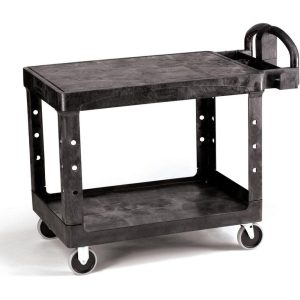 RUBBERMAID Service Utility Cart: 44" Long, 26" Wide, Plastic, 500 lb Capacity, Black FG452500BLA