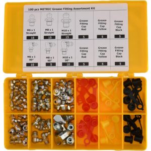 PRO-LUBE 100 Piece, Metric, Box Plastic Steel Grease Fitting Set GFT/GC/KIT/M100