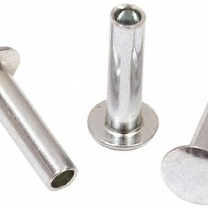 RIVETKING 0.134 to 0.141" Hole Dia, Round Head, Zinc Plated Steel, Semi Tubular Rivet /XTT375012SZ/P100