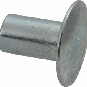 RIVETKING 0.1 to 0.17" Hole Dia, Round Head, Zinc Plated Steel, Semi Tubular Rivet /XTM312008SZ/P100