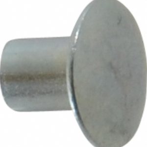 RIVETKING 0.134 to 0.141" Hole Dia, Round Head, Zinc Plated Steel, Semi Tubular Rivet /XTT375008SZ/P100