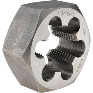 VALUE COLLECTION Hex Rethreading Die: 1-3/16-12, 1" Thick, Right Hand, Carbon Steel 365-1092