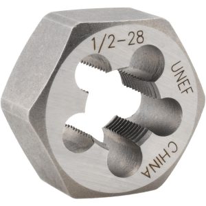 VALUE COLLECTION Hex Rethreading Die: 1/2-28, Right Hand, Carbon Steel 365-1044