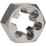 VALUE COLLECTION Hex Rethreading Die: M28x1.5, 1" Thick, Right Hand, 2" Hex, Carbon Steel 364-0281