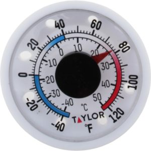 TAYLOR Cooking & Refrigeration Thermometers; Type: Refrigeration Thermometer; Maximum Temperature (F): 120.0 °F; 2.0°F; 1.0°C; Display Type: Dial; Features: Dial Stick-On Magnetic; Resolution (Deg F): 2; Accuracy Degree (F): 2 5982N
