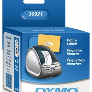 DYMO Label Maker Label: White, Die Cut Paper with Semi Perm Adhesive, 3-1/2" OAL, 1-1/2" OAW, 260 per Roll, 2 Roll 30321