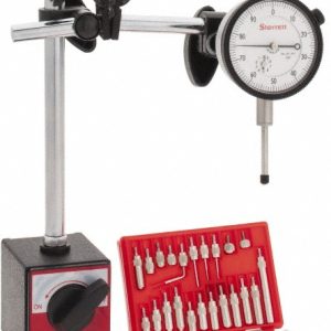 STARRETT Dial Indicator & Base Kit: 0 to 1" Range, 0-100 Dial Reading, 0.001" Resolution STC99994D