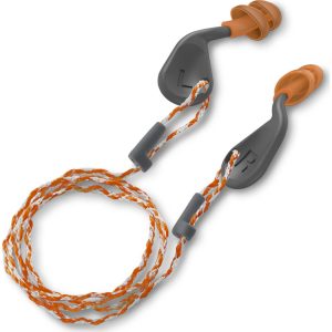 HEXARMOR Earplugs: 25 dB, Thermoplastic Elastomer, Flanged, Push-In, Corded, n-Metal Detectable 18-20001