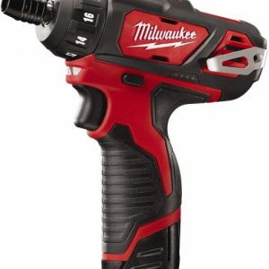 MILWAUKEE TOOL Cordless Screwdriver: 12V, 1/4" Bit Holder, 275 in/lb, 2 Speed 2406-22
