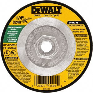 DEWALT Depressed Center Wheel: Type 27, 4-1/2" Dia, Silicon Carbide DW4551