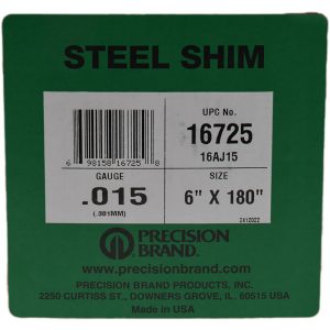 PRECISION BRAND Shim Stock: 0.015'' Thick, 180'' Long, 6" Wide, Steel 16725