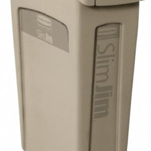 RUBBERMAID SLIM JIM Plastic Rectangular Trash/Garbage Can/Bin with Venting Channels, 23 Gal, Beige FG354060BEIG