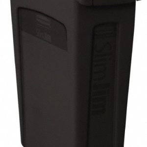 RUBBERMAID SLIM JIM Plastic Rectangular Trash/Garbage Can/Bin with Venting Channels, 23 gal, Black FG354060BLA