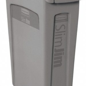 RUBBERMAID Trash Can: 23 gal, Rectangle, Gray FG354060GRAY
