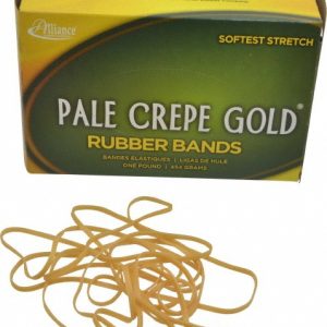 ALLIANCE Pack of (300) 7" Circumference, 1/8" Wide, Pale Crepe Gold Rubber Band Strapping ALL21405