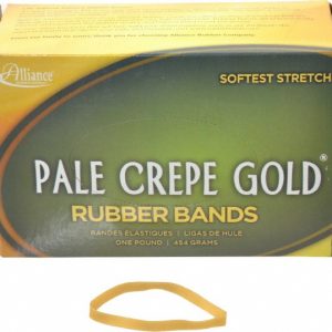 ALLIANCE Pack of (490) 1 Piece 4" Circumference, 1/4" Wide, Pale Crepe Gold Rubber Band Strapping ALL20645