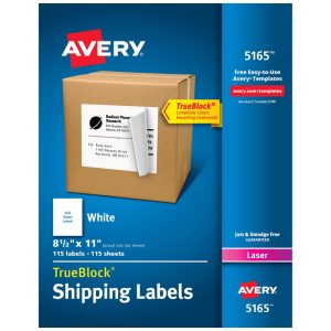 AVERY Label Maker Label: White, Paper, 11" OAL, 8-1/2" OAW, 100 per Roll 05165