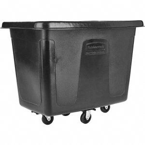 RUBBERMAID Bulk Cube Truck with Wheels, Easily Transport up to 400 lb. of Waste/Laundry/Linen/Supply/Packaging Material, 12 cu. ft., Black FG461200BLA