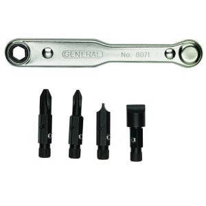 GENERAL 5 Piece Ratcheting Offset Slotted & Phillips Screwdriver Set 8071