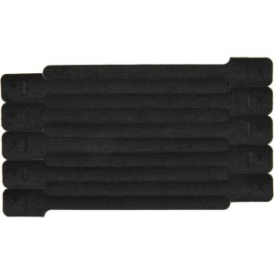 SPEEDTECH Cable Tie: 8" Long, Black, Nylon & Polyethylene, Hook & Loop Strap SW1X8BK-10