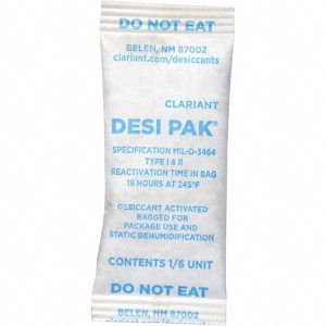 ARMOR PROTECTIVE PACKAGING Desiccant Packets; Material: Clay ; Packet Size: 5 g ; Container Type: Pail ; Area Protected: 0.14 ; Number of Packs per Container: 1200 ; UNSPSC Code: 41123003 D1/6UCT